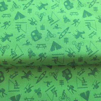 Baumwolle Camping - hellgrün - 16,00 EUR/m - Patchwork