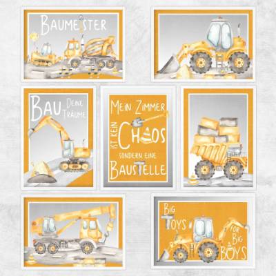 Kinderzimmer Poster Baustelle Fahrzeuge Autos Bilder Kinderbild Jungen