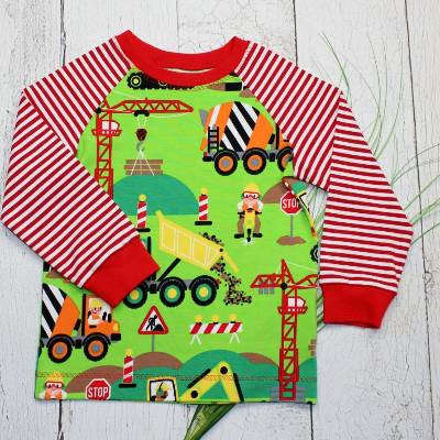 Baustelle Langarmshirt aus Jersey, Longsleeve, Pullover Kinderpullover, Raglanshirt, At Work, Betonmischer