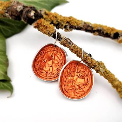 Upcycling Ohrringe Kaffeekapsel orange
