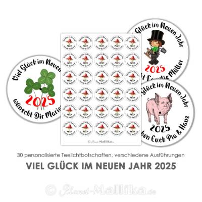 SILVESTER NEUJAHR personalisierte Teelicht - Botschaften, Teelicht Geschenk Neujahr, digitale Datei zum Selbstausdrucken