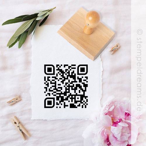 QR-Code-Stempel - Holzstempel - mit  URL -  oder Text - individuell - Motiv: 435