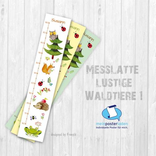 Messlatte: Lustige Waldtiere 1 - optional selbstklebend