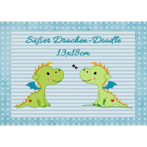 Stickmuster,digitale Datei,Stickdatei Doodle Drache 13x18cm