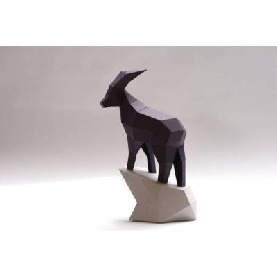 Steinbock DIY Skulptur, Bastelbogen von Paperwolf, Ausschneidebogen, 3D Origami, Steinbock Statue aus Papier, Bergziege zum selber basteln