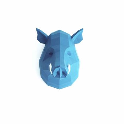 Wildschwein Papierskulptur von Paperwolf. Farbe individualisierbar, DIY Bausatz, Bastelbogen Eber Trophäe aus Papier
