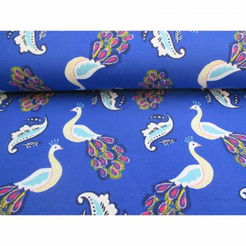 French Terry Sweat Baumwolljersey Pfau blau, angeraut, Ökotex 100(1m/13,-€)