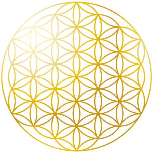 Blume des Lebens Aufkleber, Sticker mit abriebfester Goldfolie, 5 cm Durchmesser