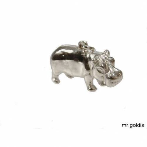 Nilpferd Anhänger Silber 925 Massiv Hippo Nilpferd Flusspferd