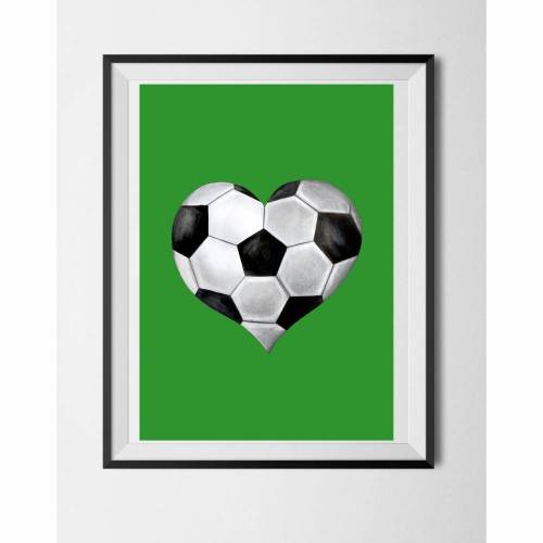 Fussball Herz, Geschenk für Fussballfans  Digitaldruck A4, 300 g/m2 