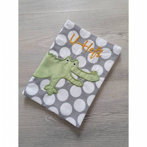 ITH U-Heft-Hülle Krokodil, 20x26, 20x28 und 18x30 cm Rahmen, Stickdatei