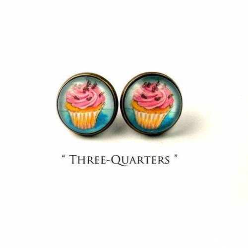 Ohrstecker, Ohrringe, Cupcakes, Muffins, Kuchen, türkis, rosa, süß, niedlich, backen, Vintage, blau, Geschenk, Freundin, Geburtstag, boho