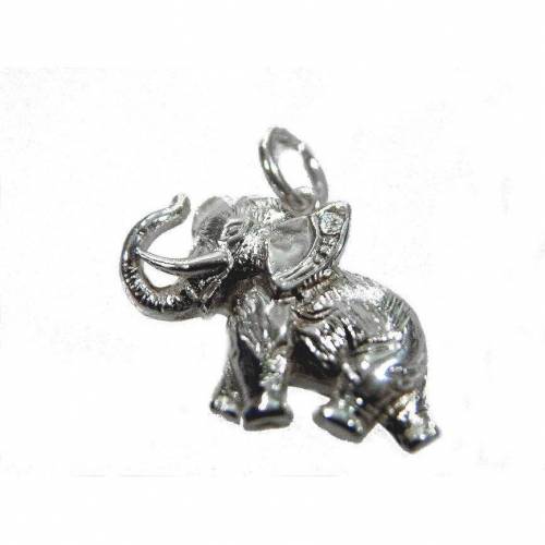 Elefant Anhänger 925 Silber Glügsbringer Zirkonia im Ohr