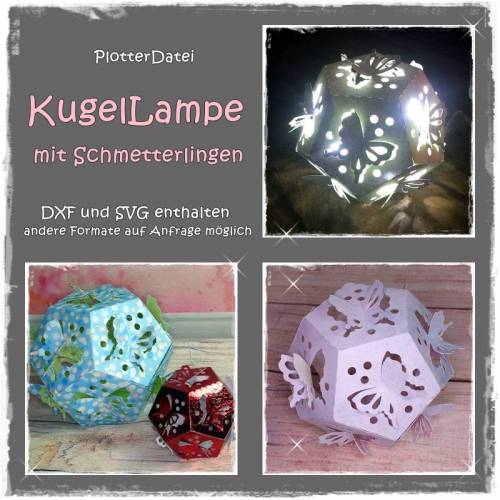 Plotterdatei KugelLampe mit Schmetterlingen