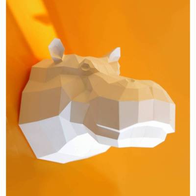 Nilpferd Bastelbogen von Paperwolf, viele Farben zur Auswahl. Original Geometrisch modern kreativ, Flusspferd Hippo DIY aus Papier