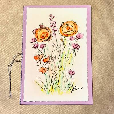 Karte mit handgemalten Aquarell, signiertes Unikat, Glückwunsch Geburtstag