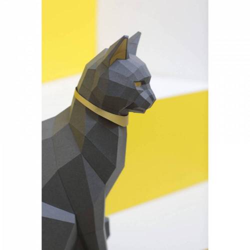 Schwarze Katze Bastelbogen. PREMIUM mit Gold-Applikationen. Ägyptische Katzengöttin "Bastet"