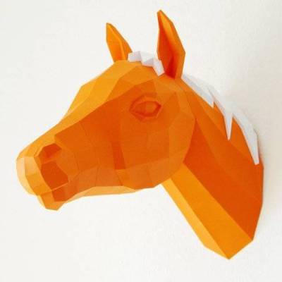 Wand-Trophäe Pferdchen, Bastelbogen, Ausschneidebogen, 3D Puzzle