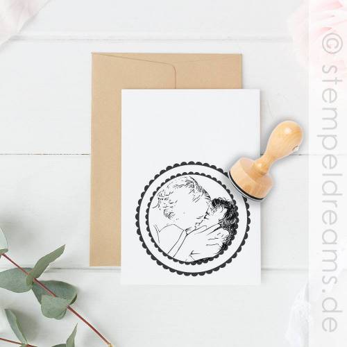 Fotostempel  aus Holz mit Ihrem Bild - personalisiertes Geschenk - Portraitstempel - Bilderstempel - 5 cm Durchmesser - 368