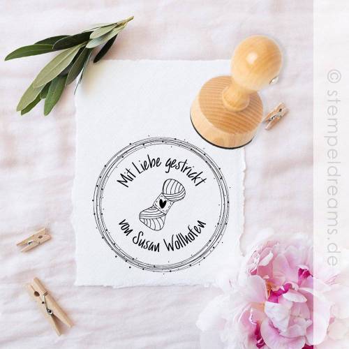 Mit Liebe gestrickt - Personalisierter Holzstempel - Motiv 407