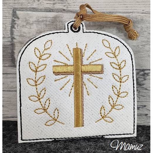 *  Kreuz - Geschenkverpackung  *  ITH Stickdatei 13 x 18, zur Kommunion, Jugendweihe, Taufe, Hochzeit ... Bild 1