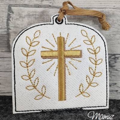 *  Kreuz - Geschenkverpackung  *  ITH Stickdatei 13 x 18, zur Kommunion, Jugendweihe, Taufe, Hochzeit ...