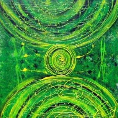 Acrylbild GRÜNER KOSMOS Acrylmalerei Gemälde abstrakte Malerei auf einem Keilrahmen Kunst direkt vom Künstler