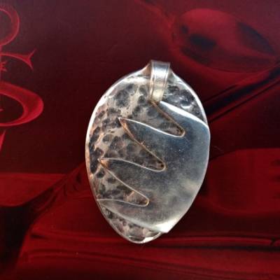Besteckschmuck Anhänger  Kaffeelöffel *Fire&Water* Lagenlook Hammerschlag 3D
