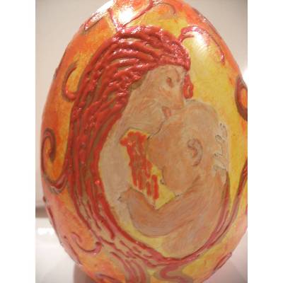 MUTTERLIEBE Geschenk zu Ostern oder Muttertag Skulptur Dekoei Künstler-Ei Dekofigur Ei Osterdeko  handbemaltes Unikat