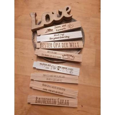 Meterstab/Zollstock mit persönlicher wunsch Gravur individuell personalisierbar Laser Engraving, Freundin
