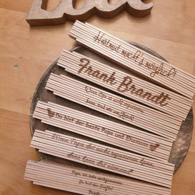 Meterstab/Zollstock mit persönlicher wunsch Gravur individuell personalisierbar Laser Engraving, Freundin