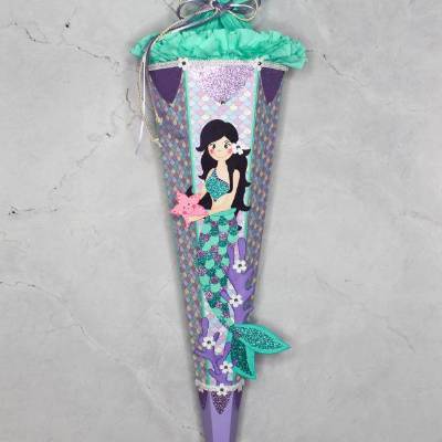 Schultüte Meerjungfrau „Bella“ 6-eckig 85cm