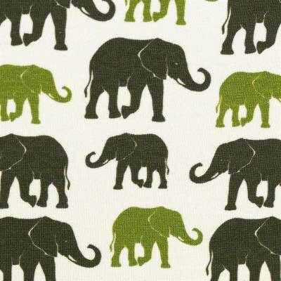 Theo Jersey- Baumwolle Elefanten, heugrün/olivgrün Oeko-Tex® Standard 100(1m/15,-€)