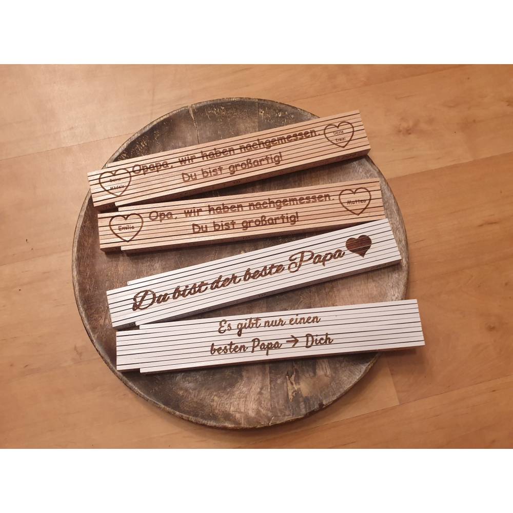 Meterstab/Zollstock mit persönlicher wunsch Gravur individuell personalisierbar Laser Engraving, Freundin Bild 1
