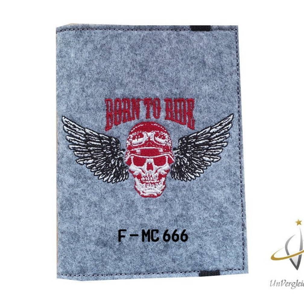 Etui KFZ Zulassungsbescheinigung Wunschkennzeichen Motorradpapiere Totenkopf