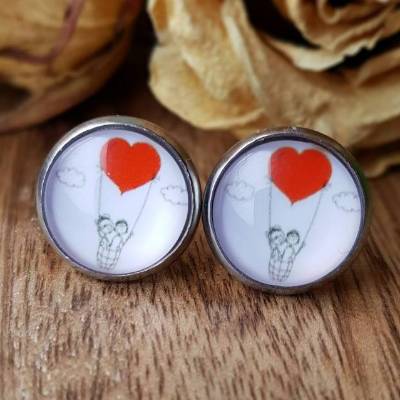 Schmuck Pärchen Valentinstag Ohrstecker, Ohrringe, Ohrhänger, Ringe, Haarspangen mit Cabochon