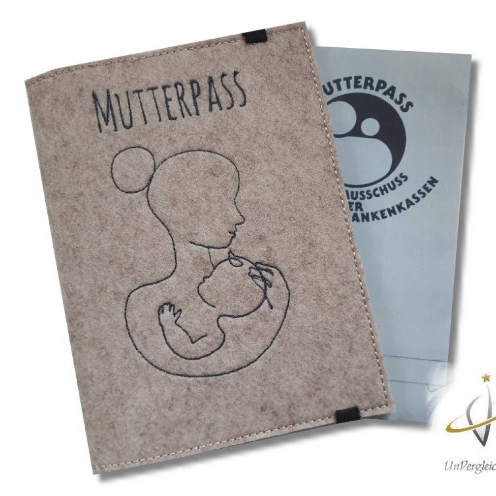 Hülle für den Mutterpass personalisierbar Mutterpasshülle OneLine beige-meliert