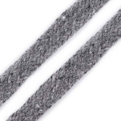 2 m Flache Kordel 1,00 EUR/m, grau, Hoodiekordel 10 mm,  Meterware