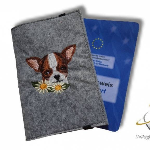 Filzhülle für den Impfpass / EU-Heimtierausweis Hund Chihuahua
