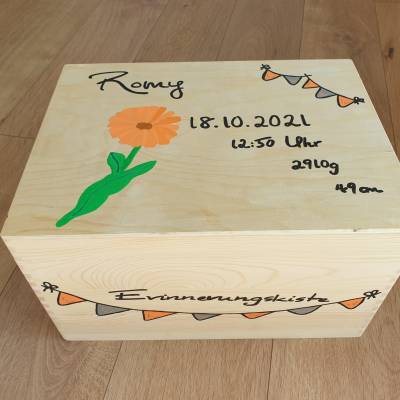 Erinnerungskiste aus Holz natur (Blume/Ringelblume)