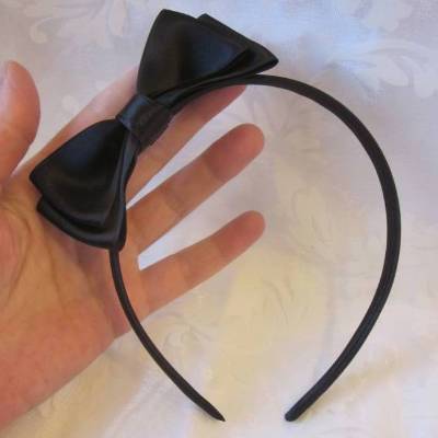 Festlicher Haarreif in Schwarz mit romantischer Satinschleife "Norine"