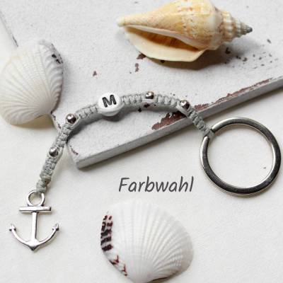 Anker • personalisierter Schlüsselanhänger | Makramee | Farbwahl | Geschenkidee