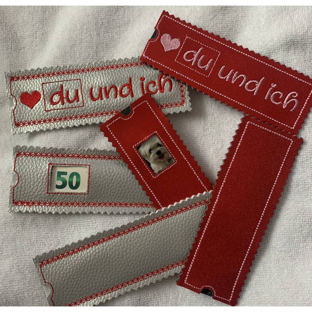 Stickdatei Du und Ich Hülle ITH – Geschenkidee für Valentinstag, Mug Rug & Schokohülle Bild 1