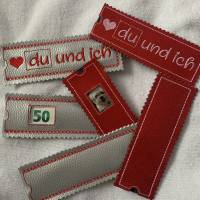 Stickdatei Du und Ich Hülle ITH – Geschenkidee für Valentinstag, Mug Rug & Schokohülle