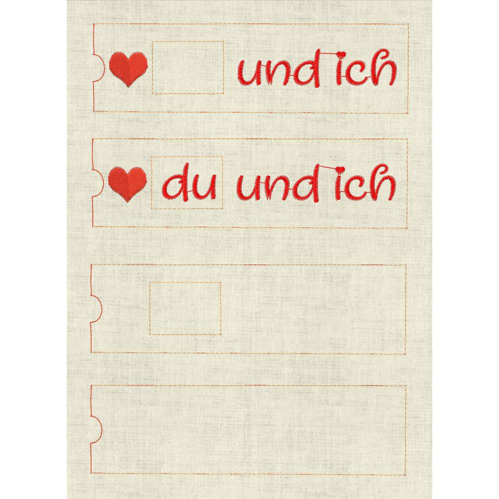 Stickdatei Du und Ich Hülle ITH – Geschenkidee für Valentinstag, Mug Rug & Schokohülle Bild 3
