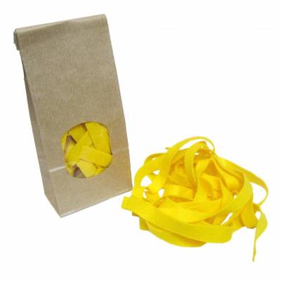 Nudeln aus Filz in Papiertüte, gelb, 3er Set aus je 10 Stk. Tagiatelle, Farfalle und Ravioli