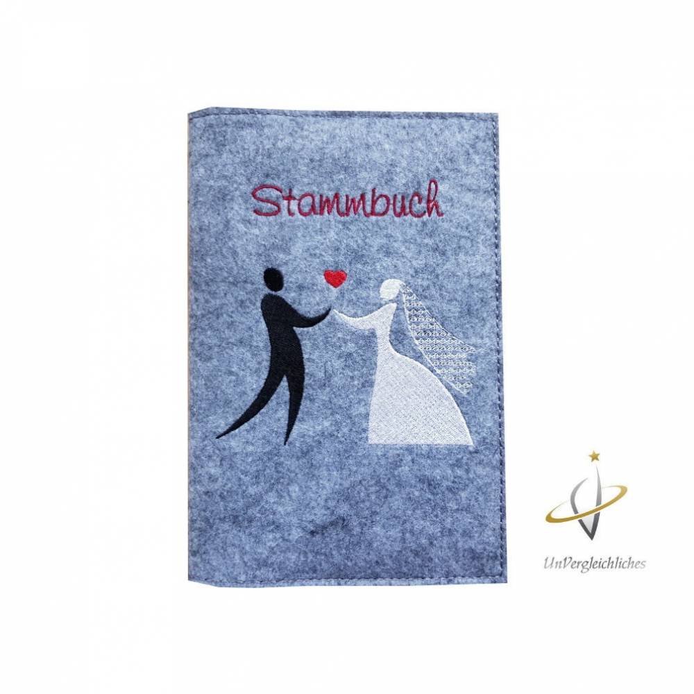 Stammbuch Stammbuchhülle Hochzeitskuss Einband Umschlag für Stammbuch Namensbestickung Familienbuch Bild 2