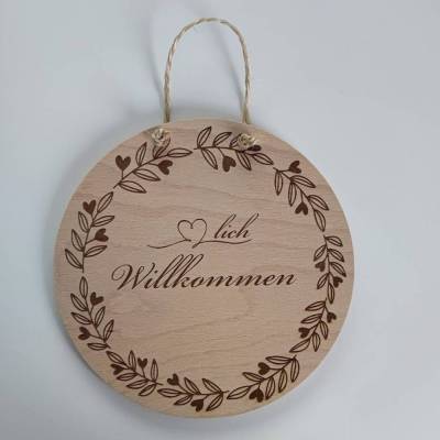 Türschild Herzlich Willkommen Holzschild Türdeko Gravur Holz