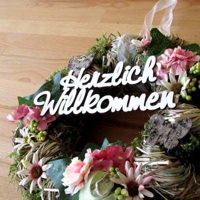Herzlich Willkommen Holz-Schriftzug