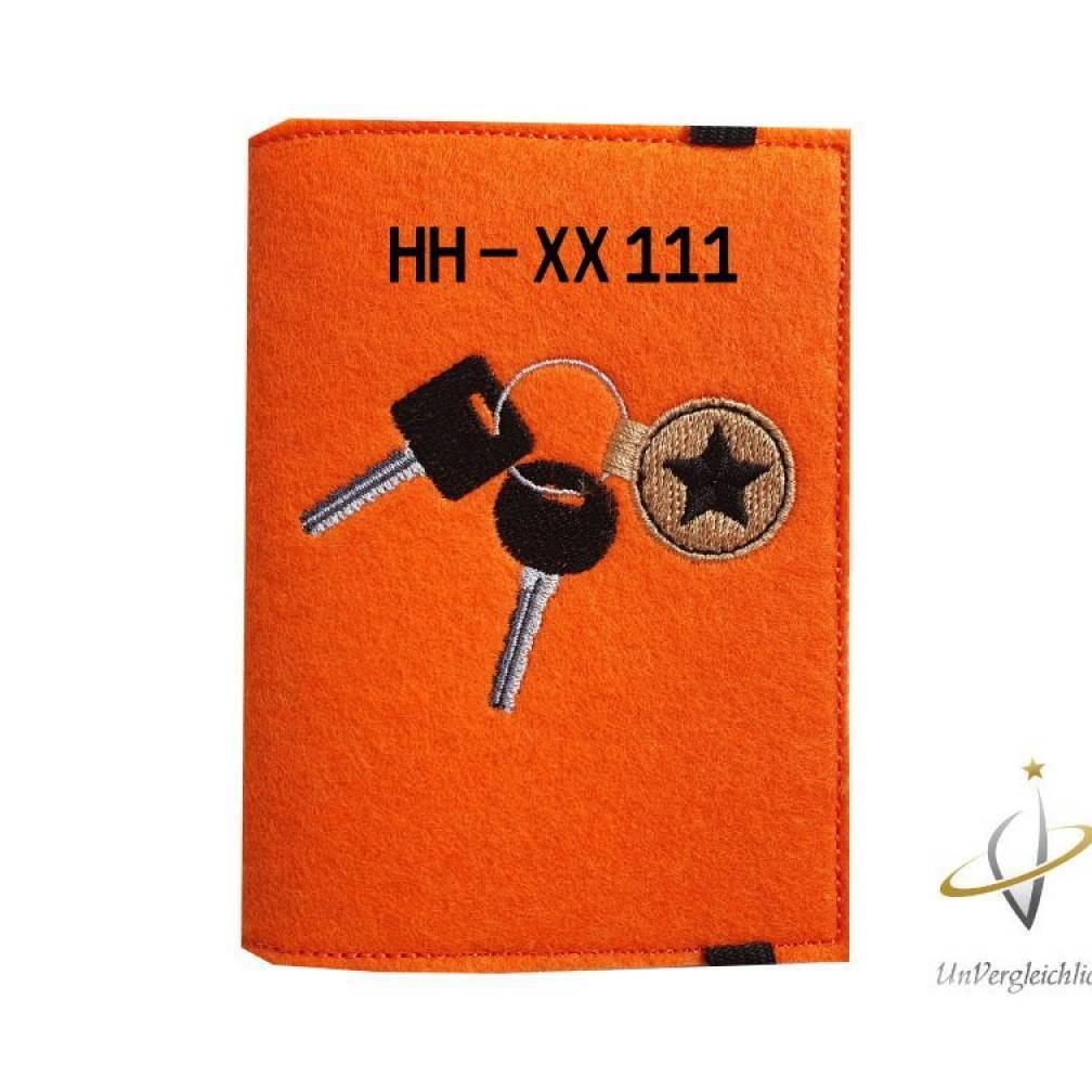 Etui KFZ Zulassungsbescheinigung Wunschkennzeichen Mappe Autopapiere KFZ-Unterlagen KFZ-Schein Filzmappe Papiere Auto Ke